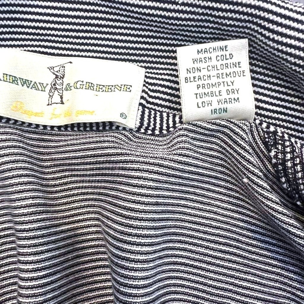 Fairway & Greene Womens Stripe Golf Polo Black White Large Ocean Forest Pre-Own - Picture 6 of 9